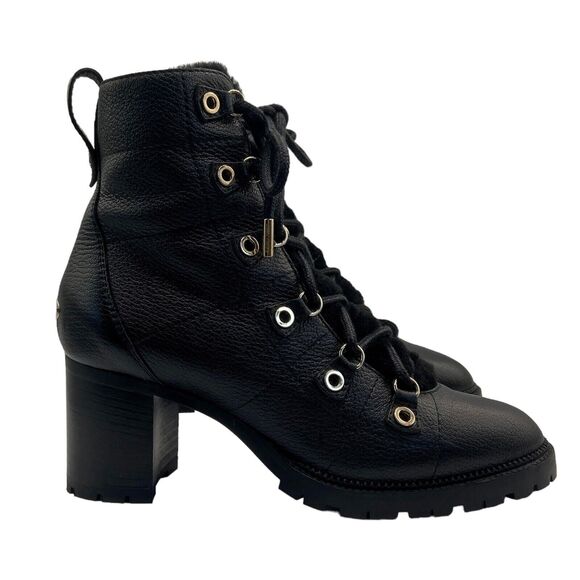 Jimmy Choo Hillary 65 Leather Heeled Shearling Ankle Boots Size 39 US 9 - Picture 3 of 12